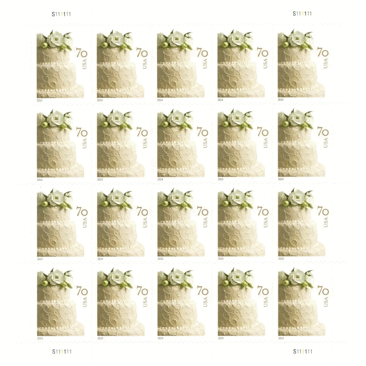 2014 WEDDING CAKE Stamps 100 PCS