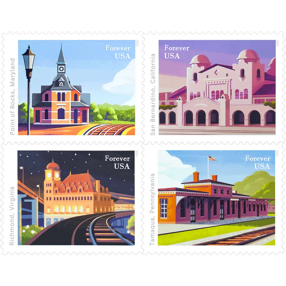 2023 Railroad Stations Stamps 100 PCS